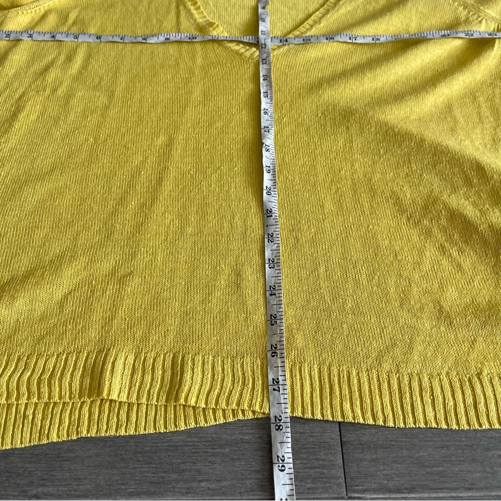 Eileen Fisher Organic Linen Yellow Knit Sweater Top Deep V Neck Top Plus Size 3X - Picture 12 of 12